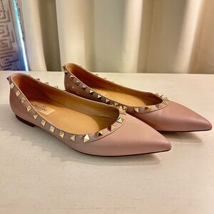 Valentino Blush Pink Studded Flats